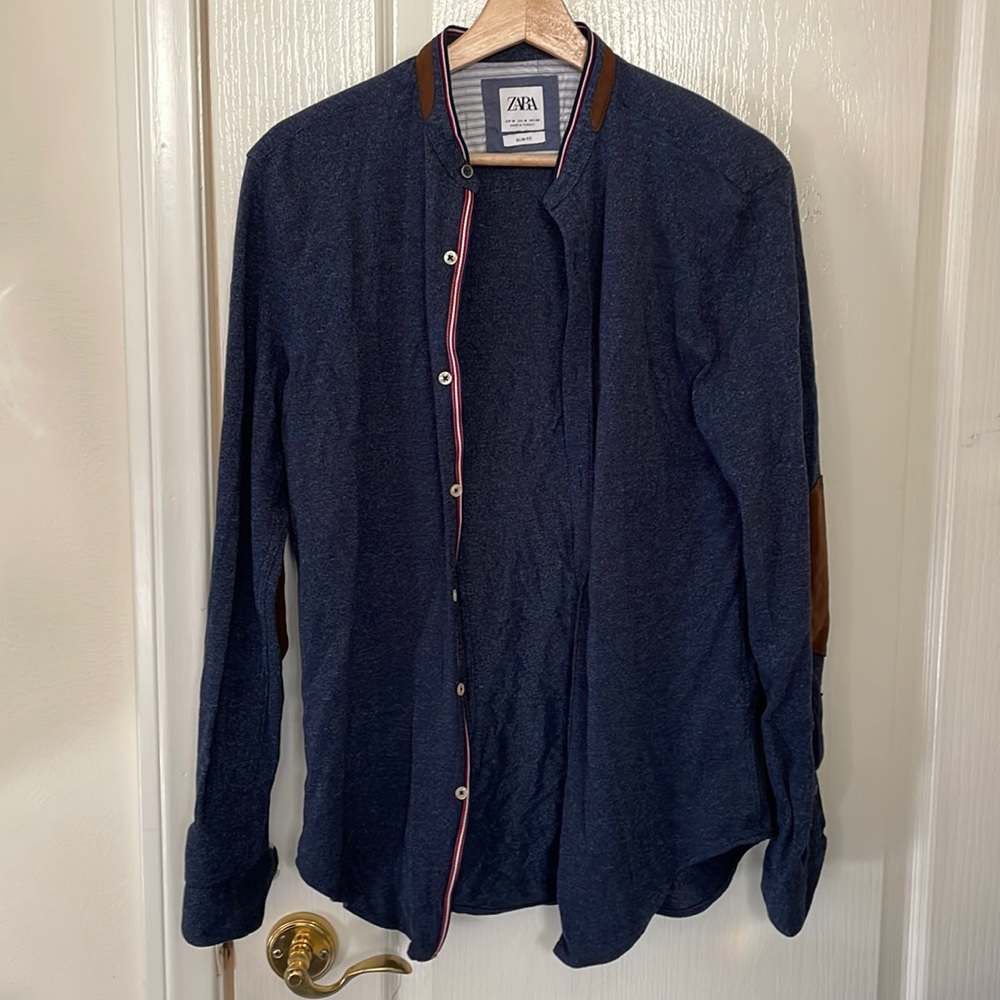 Zara Men button up shirt with elbow pads